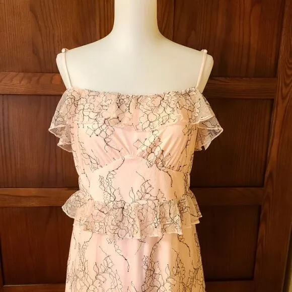 Lovers and Friends Revolve Adaline Mini Dress in Soft Blush Lace Prom Dress