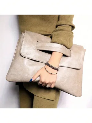 Luxury Dinner Bag, Evening Bag Glamorous, Elegant, Exquisite, Quiet Luxury Retro PU Leather Clutch Bag Large Capacity Wristlet Handbags Lady Purse Envelop Bags Xmas Gift For Girls Khaki Color Square Bag For Lady, Woman, For Party Girl-FD