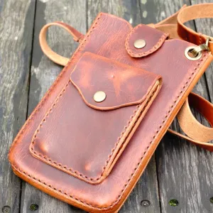 M Handmade Leather Crossbody Bag - Brown