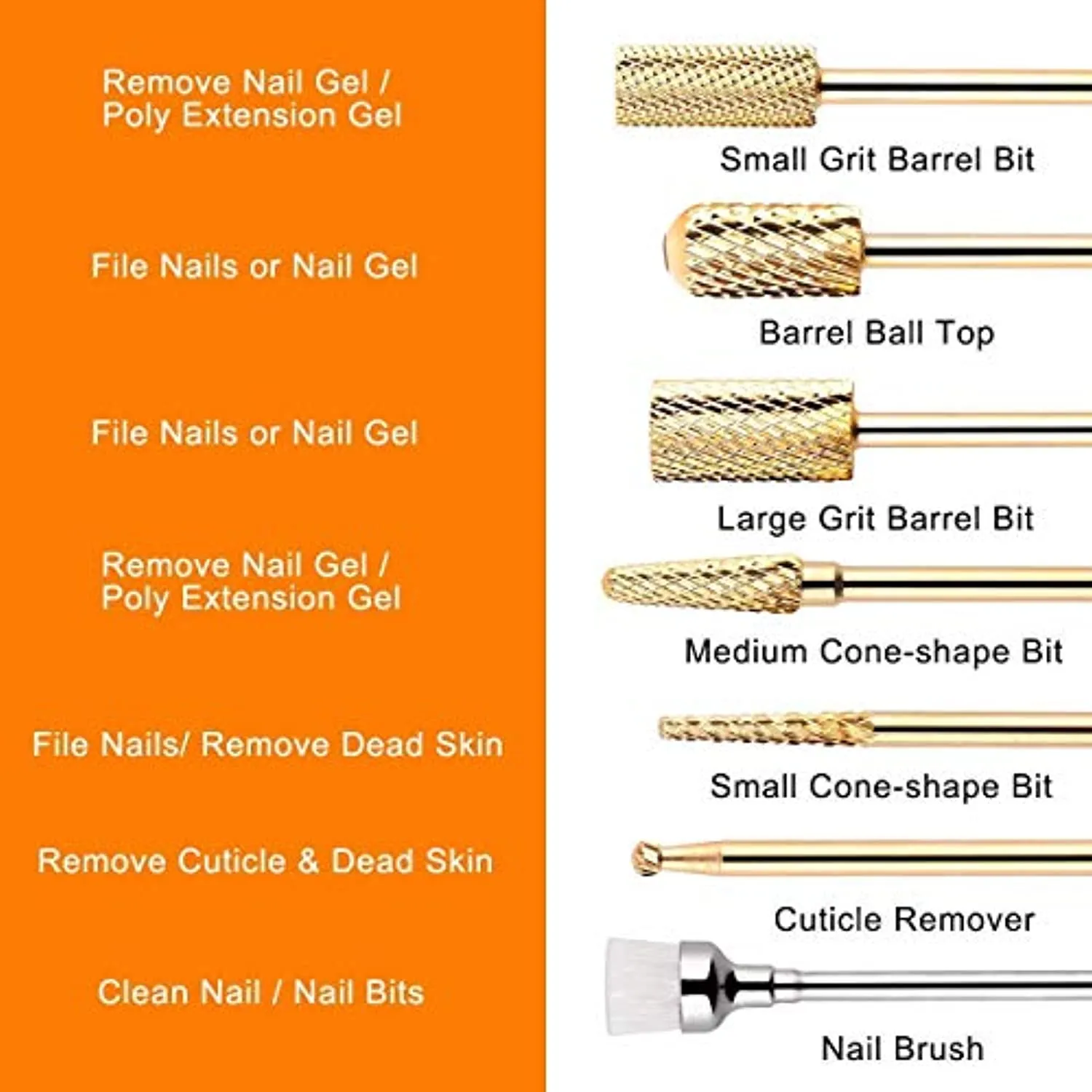 Makartt Geneviere Electric Nail Drill Machine with Gold Carbide Nail Drill Bit Set Bundle