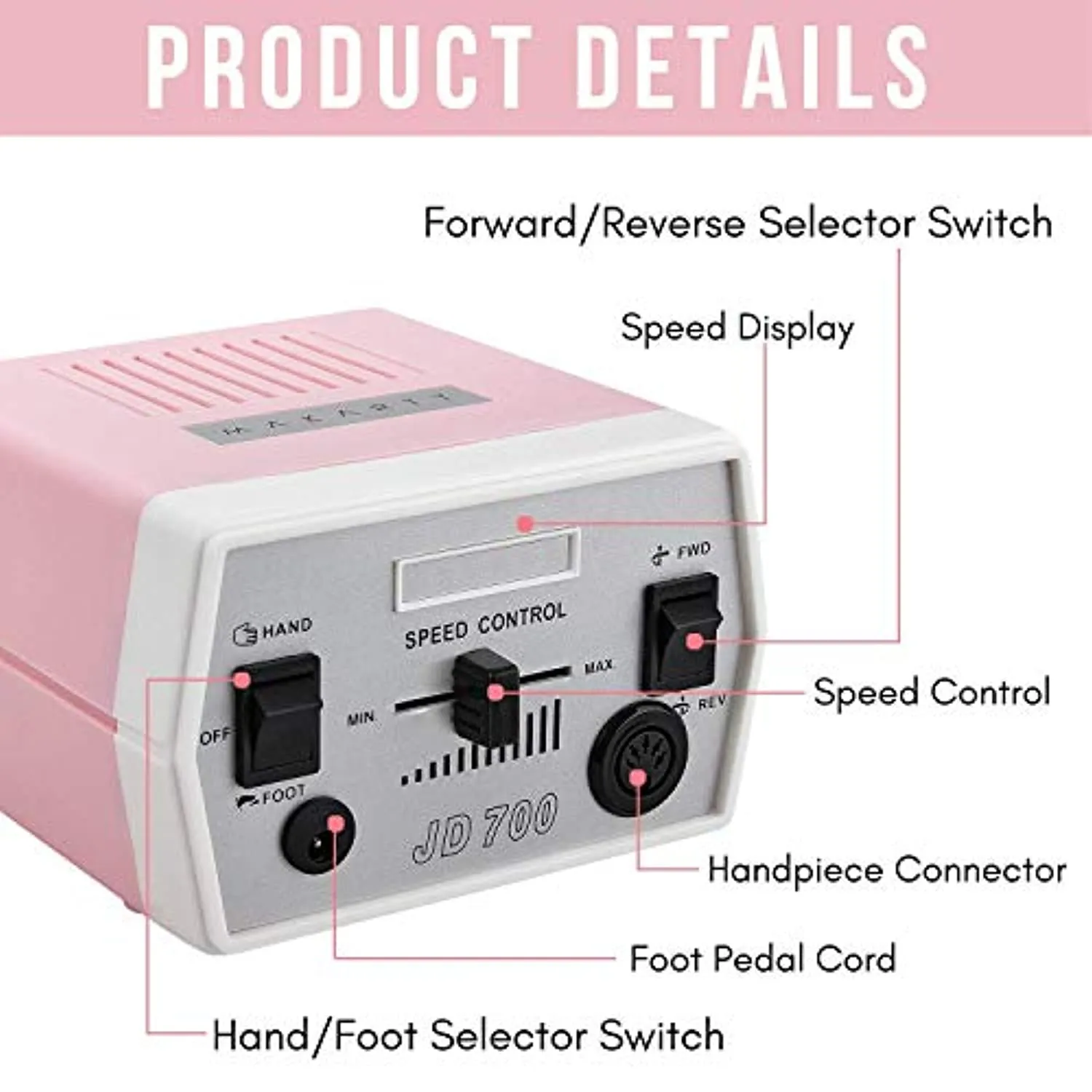 Makartt Geneviere Electric Nail Drill Machine with Gold Carbide Nail Drill Bit Set Bundle