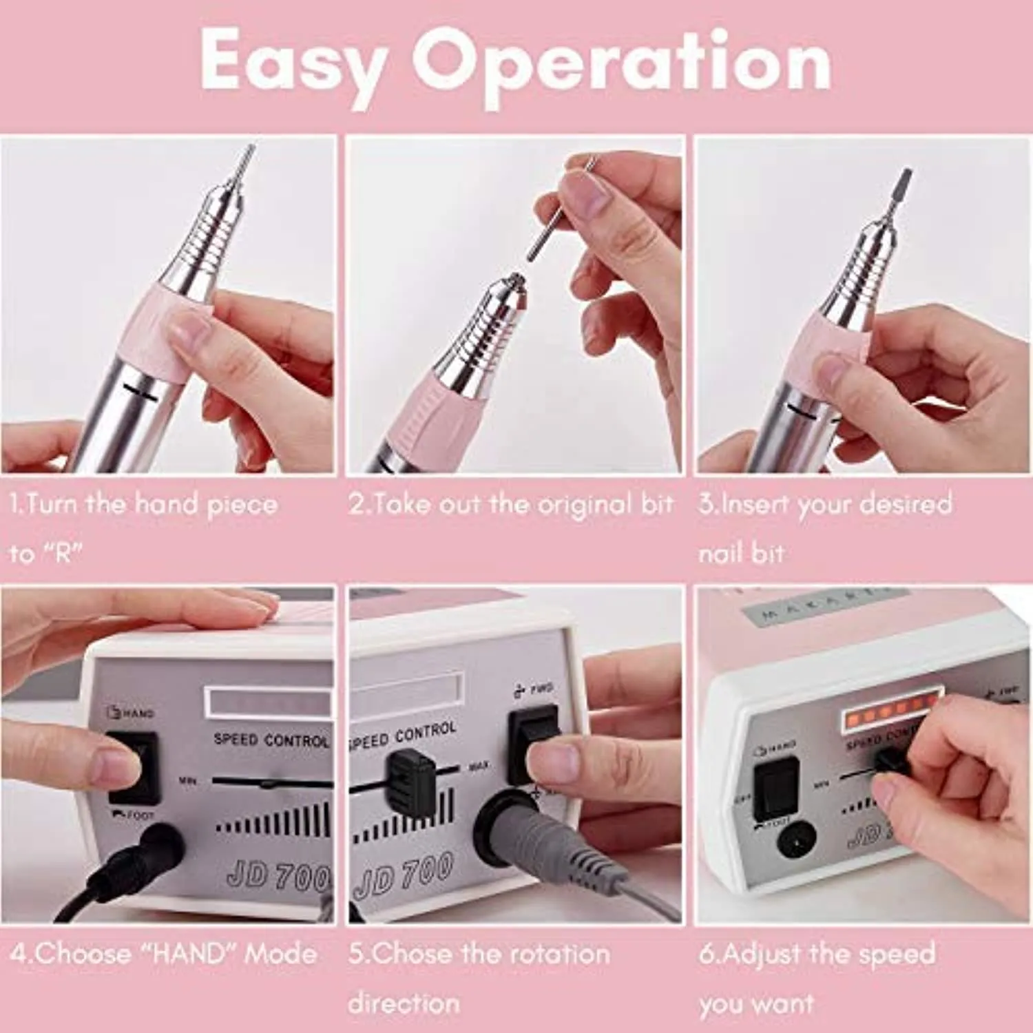 Makartt Geneviere Electric Nail Drill Machine with Gold Carbide Nail Drill Bit Set Bundle