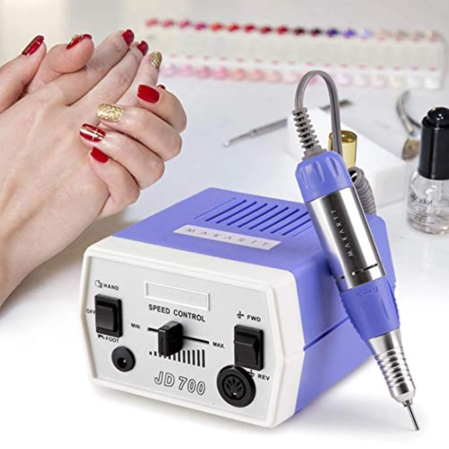 Makartt Nail Drill with Nail Bits Bundle, Electric Nail Drill Machine and 7Pcs Nail Drill Bits Set Remove Acrylic Nail