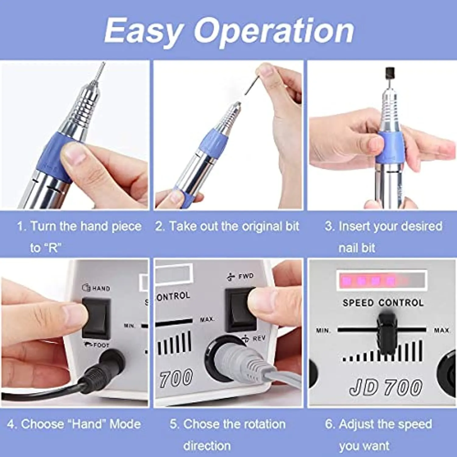 Makartt Nail Drill with Nail Bits Bundle, Electric Nail Drill Machine and 7Pcs Nail Drill Bits Set Remove Acrylic Nail