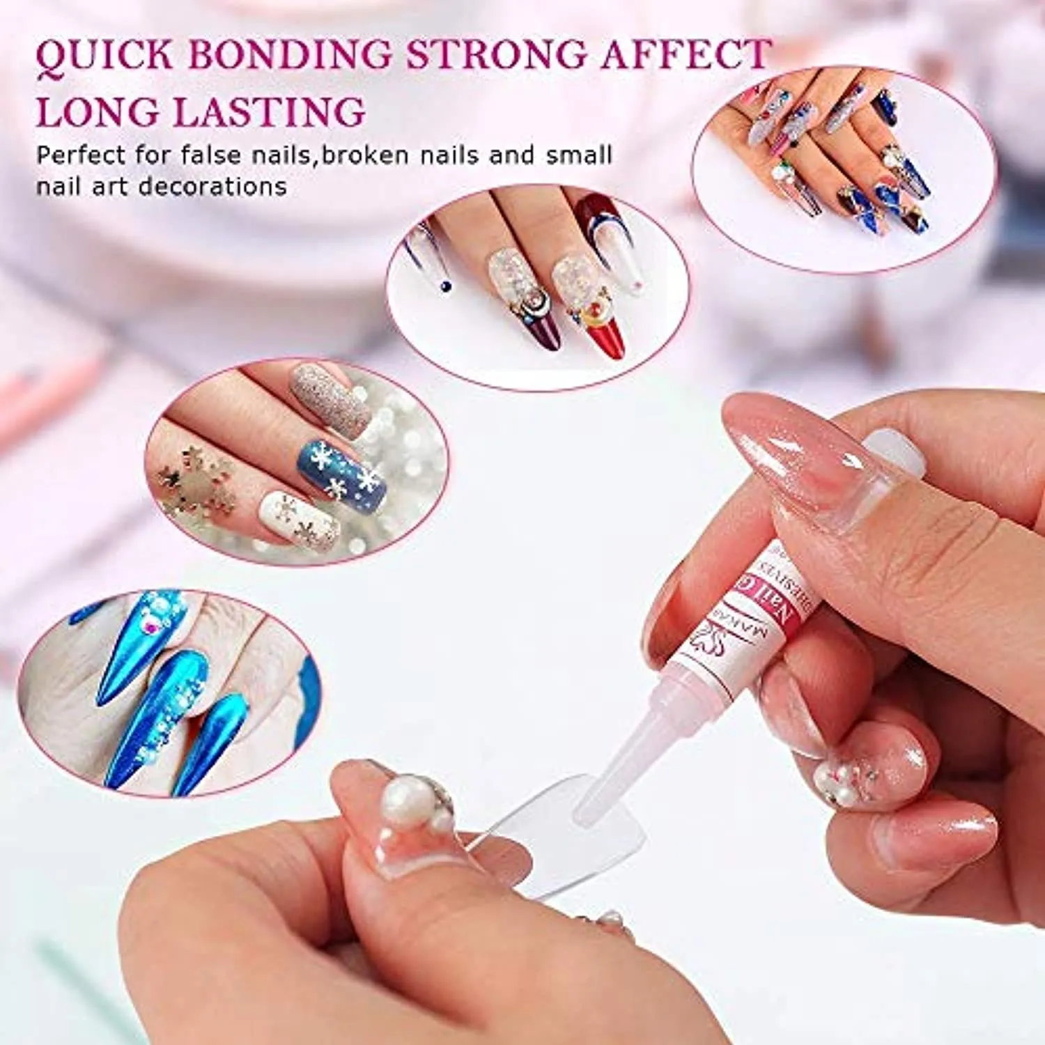 Makartt Super Strong Nail Glue with Nail File Zebra Nail Files Bundle， 0.07oz 10Pcs Nail Tips Glue for Stick On Nails Long Lasting， 100 180 Grit 10PCS Nail File Kit for Acrylic Nails Poly Nail Gel