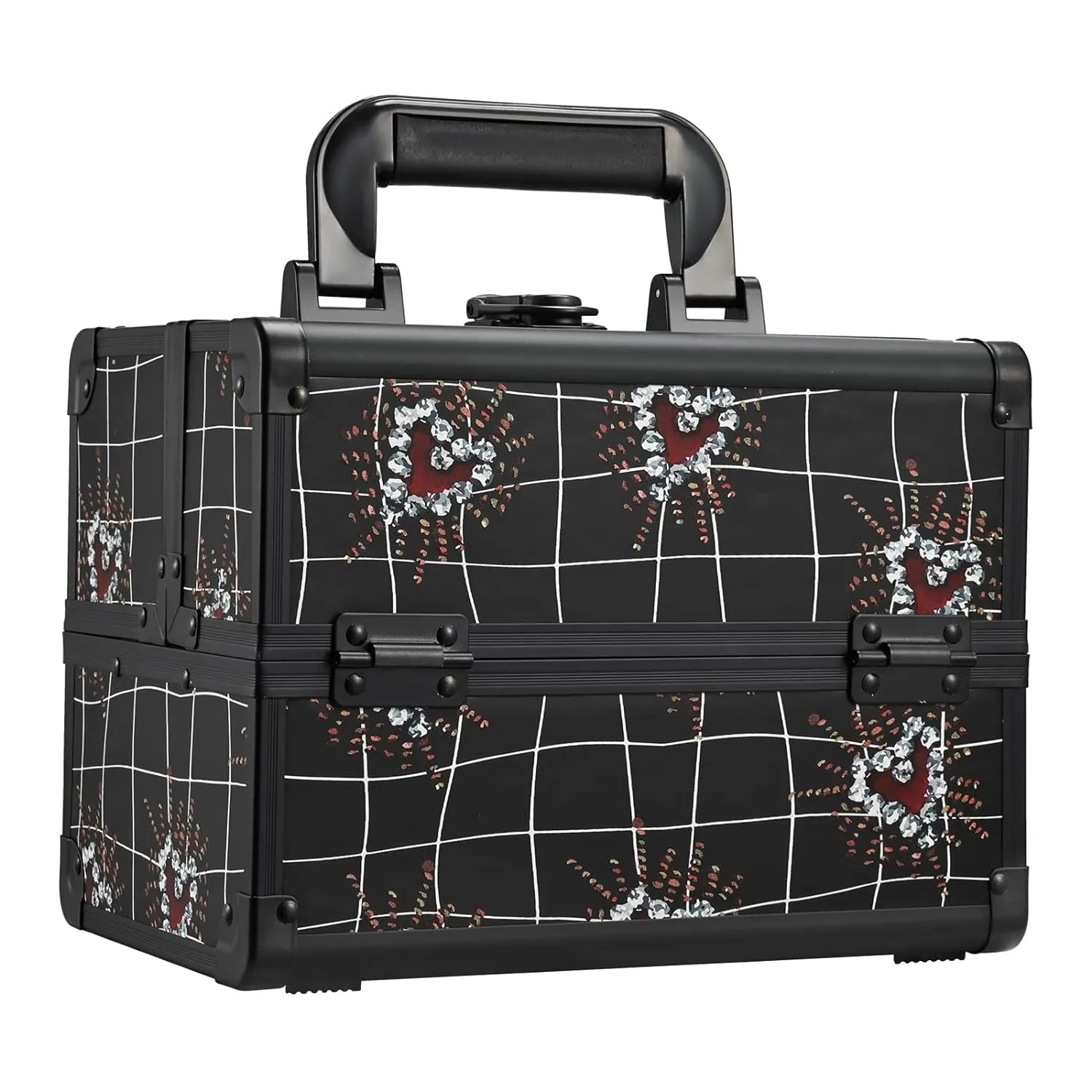 Makeup Train Case Cosmetic Box Portable Makeup Case Organizer 2 Trays Makeup Storage with Mirror Locking for Cosmetologist Aesthetic Supplies Nail Tech Traveling Makeup Box Mermaid Pink