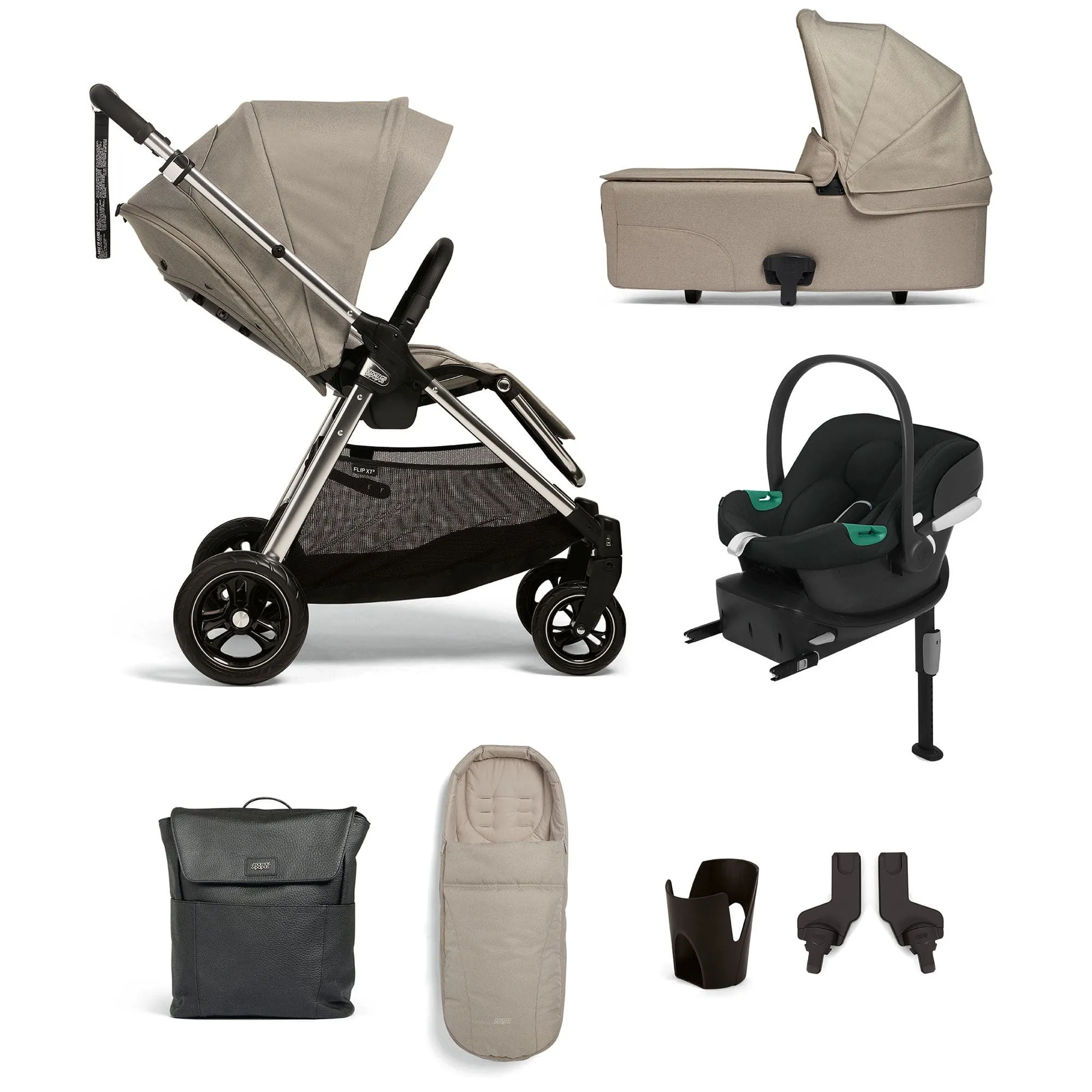 Mamas & Papas Flip XT³ 8 Piece Essentials Bundle with Car Seat in Fawn