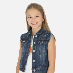 Mayoral Girls Denim Vest with Mini Studs : Sizes 8 to 18