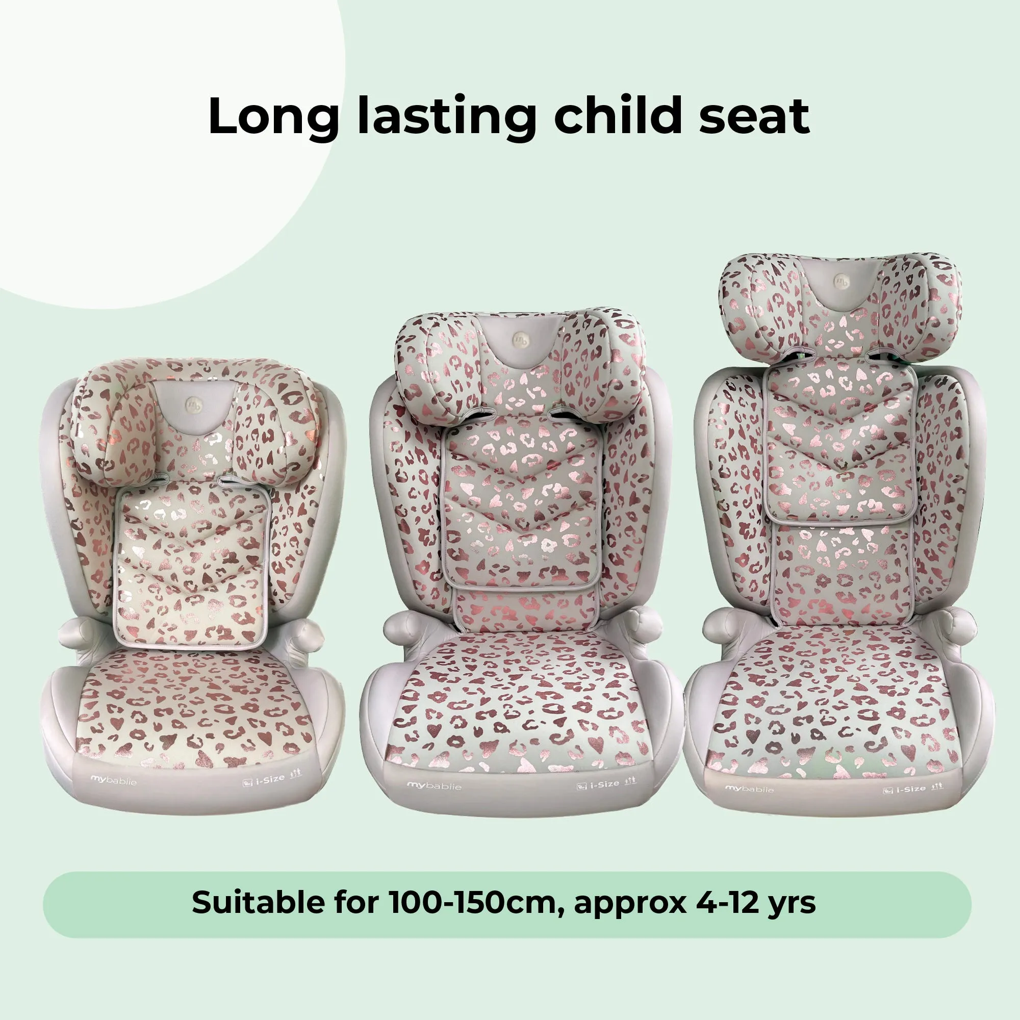 MBCS23 i-Size (100-150cm) High Back Booster Car Seat - Blush Leopard