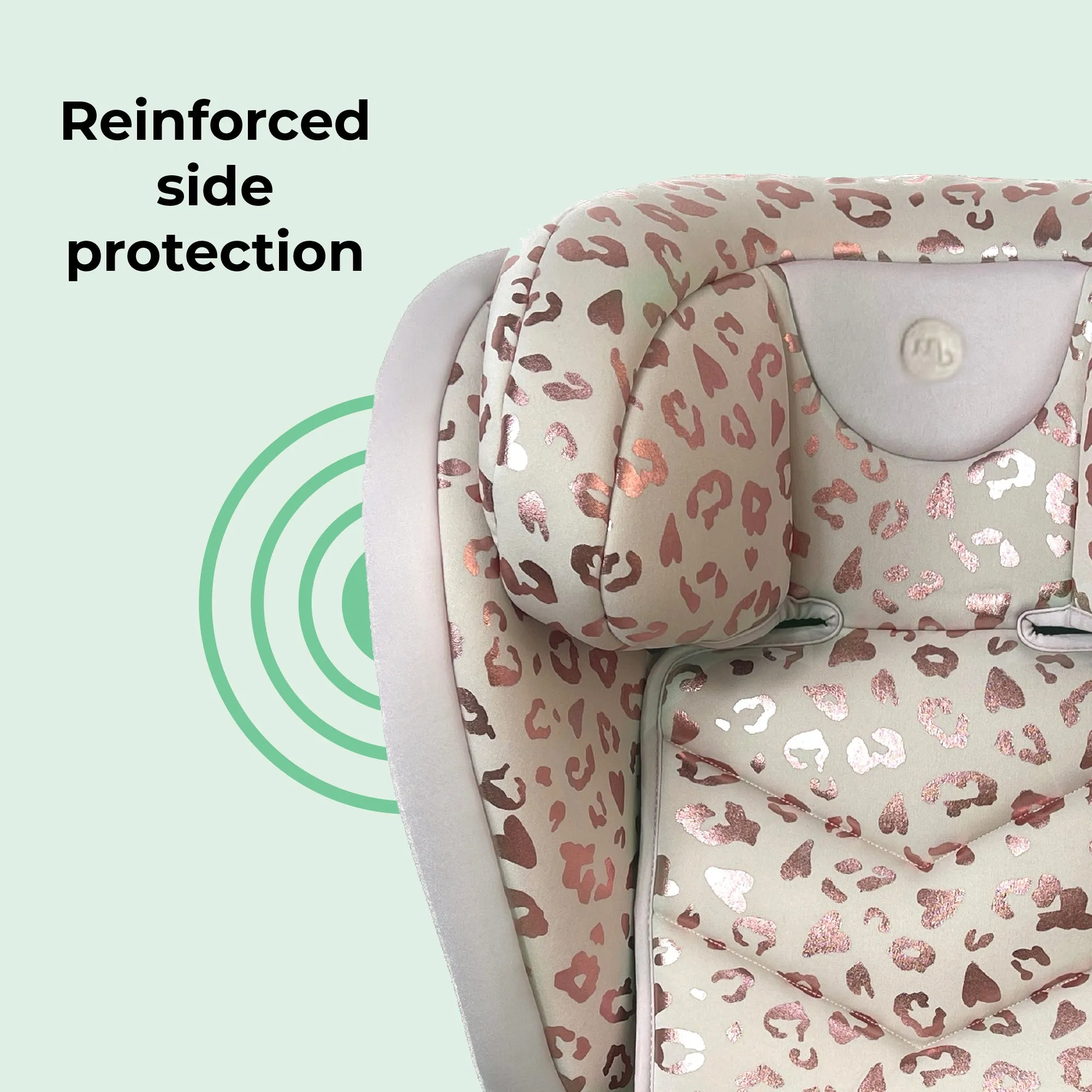 MBCS23 i-Size (100-150cm) High Back Booster Car Seat - Blush Leopard