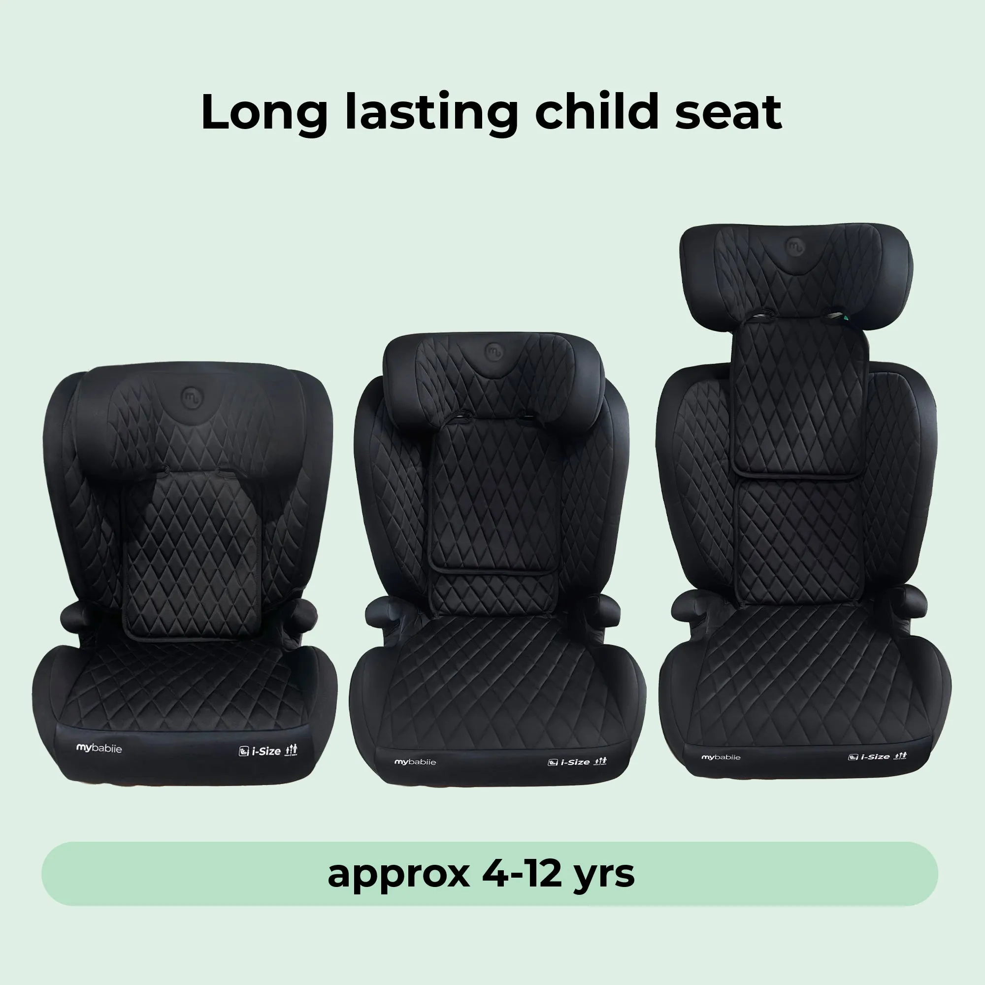 MBCS23 i-Size (100-150cm) High Back Booster Car Seat - Quilted Black