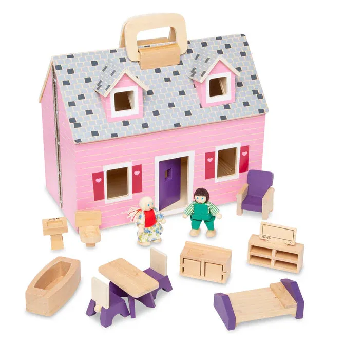 Melissa & Doug Wooden Fold & Go Dollhouse