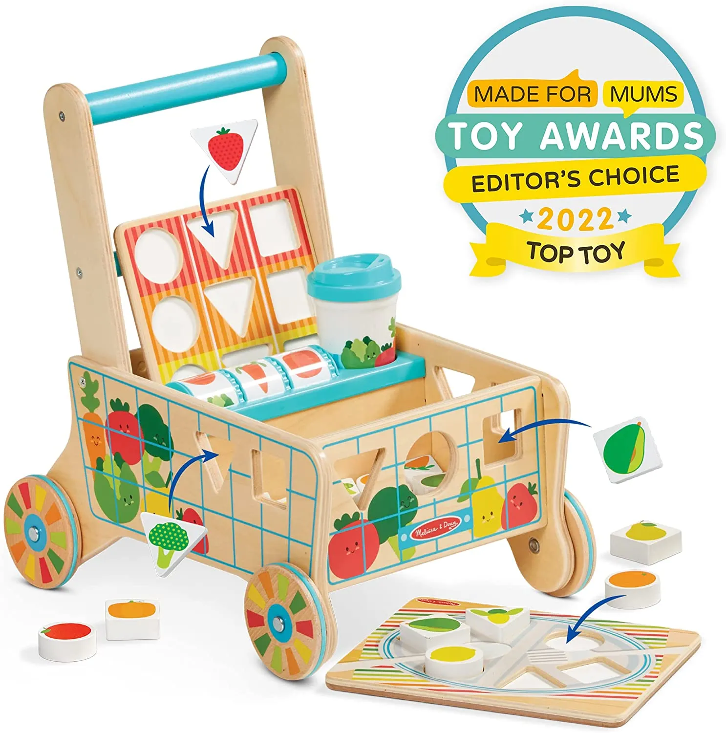 Melissa & Doug Wooden Shape Sorting Grocery Cart
