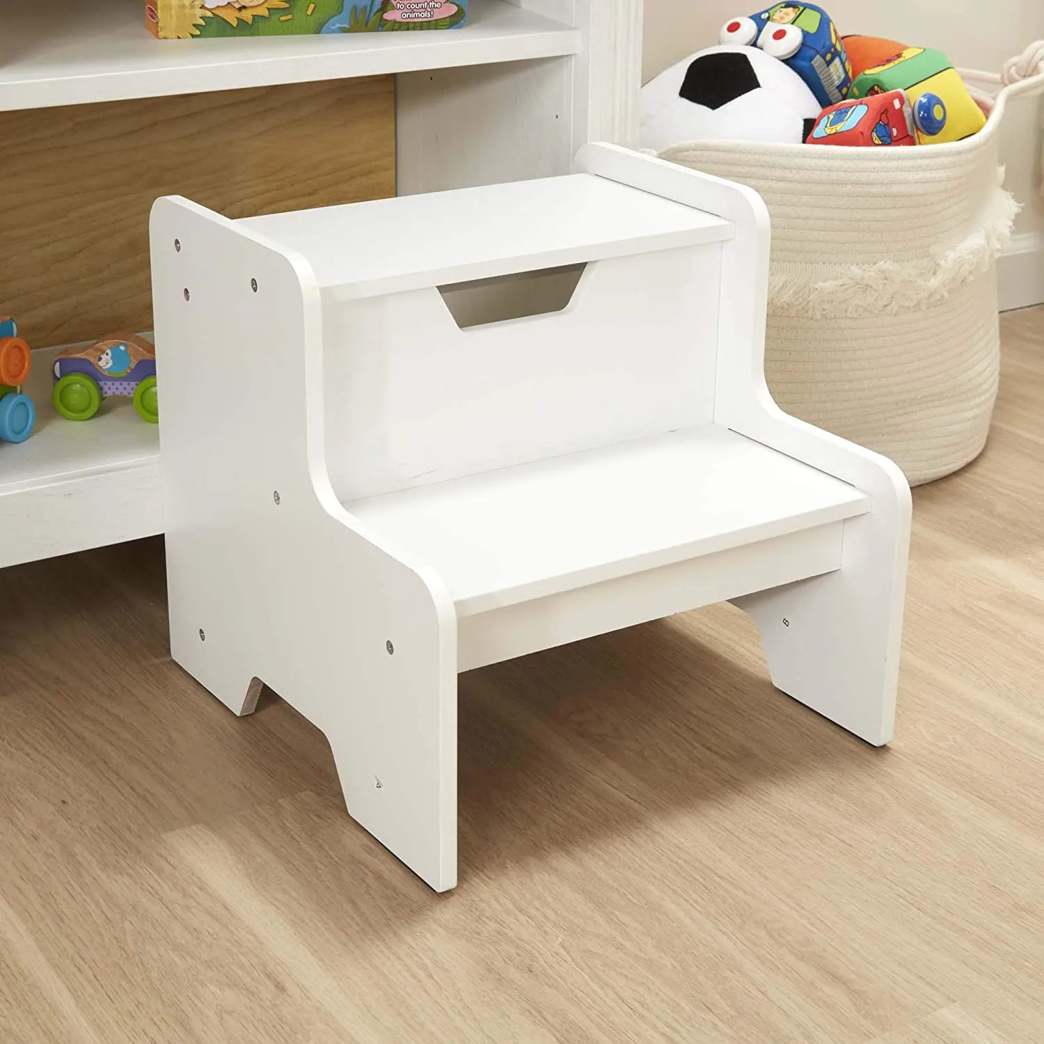 Melissa & Doug Wooden Step Stool, White! Great for helping kids up to 100 pounds reach books and toys, climb into bed, brush their teeth etc! Retail $50 