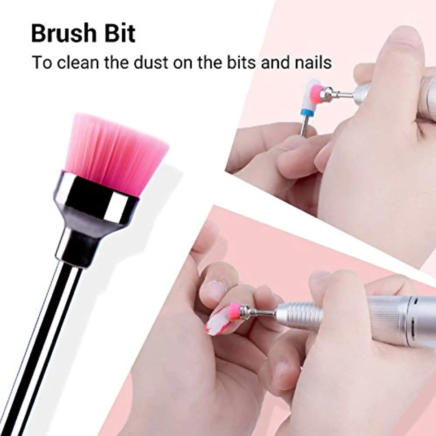 MelodySusie 10Pcs Diamond Nail Drill Bit Set, 3/32 Inch Cuticle Nail Drill Bits for Acrylic Gel Aritificial Nails, Shapen Remove Cleaning Tools for Manicure Pedicure, Home Salon Use