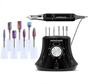 MelodySusie 30000 rpm Professional Nail Drill-Scarlet with 7pcs Tungsten Carbide Nail Drill Bits, High Speed, Low Heat, Low Noise, Low Vibration, Portable Electric Efile Drill for Shaping, Buffing,