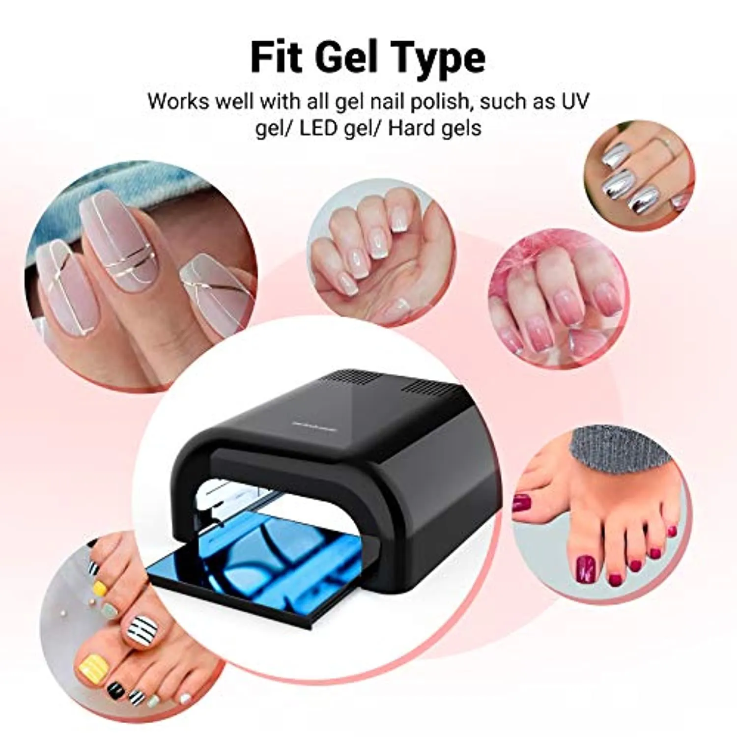 MelodySusie 36W Nail Lamp for Resin, Professional Gel Nail Polish Curing Lamp with 3 Timer Setting, Sliding Tray for Manicure Pedicure Resin, Black