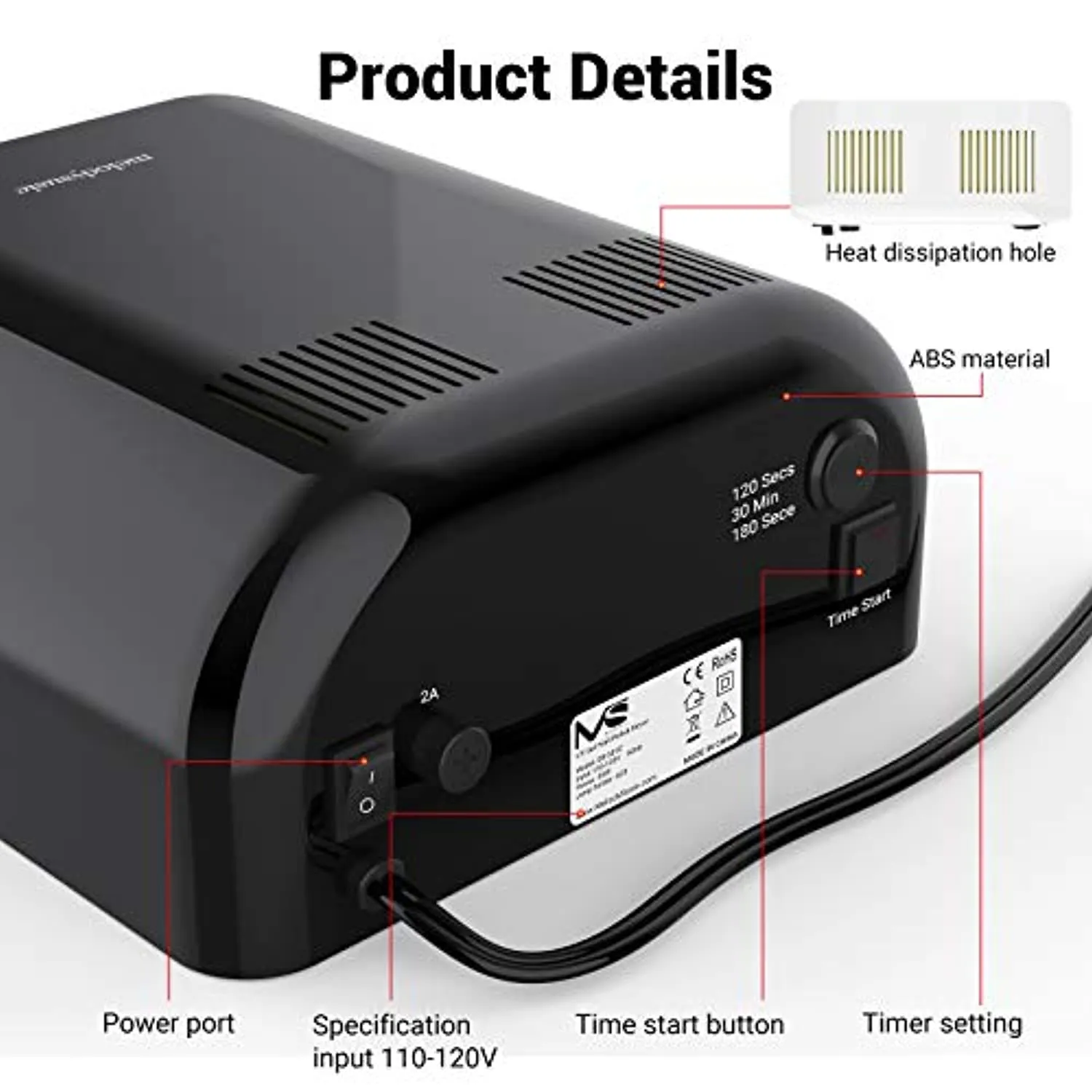 MelodySusie 36W Nail Lamp for Resin, Professional Gel Nail Polish Curing Lamp with 3 Timer Setting, Sliding Tray for Manicure Pedicure Resin, Black
