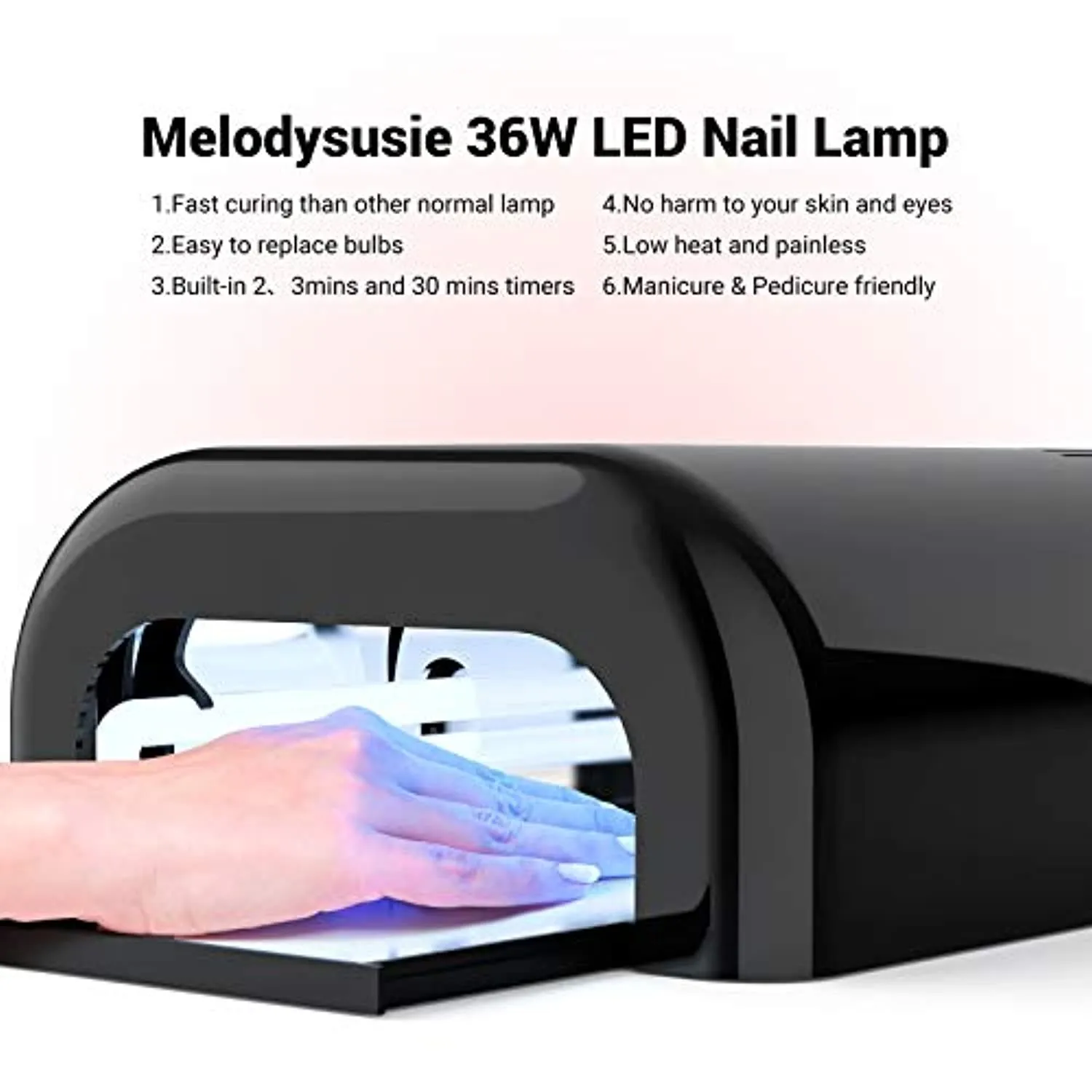 MelodySusie 36W Nail Lamp for Resin, Professional Gel Nail Polish Curing Lamp with 3 Timer Setting, Sliding Tray for Manicure Pedicure Resin, Black