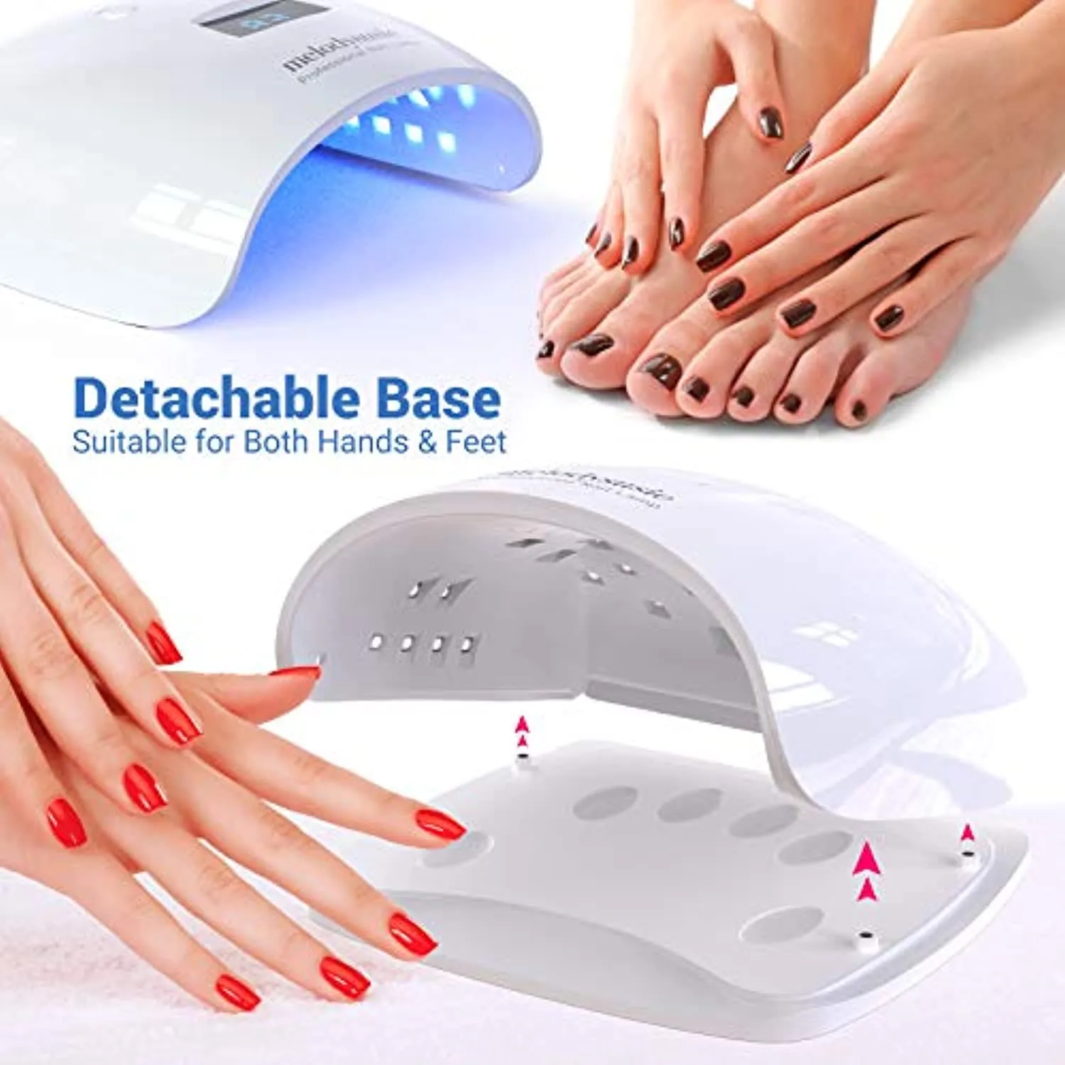 Melodysusie UV LED Nail Lamp True 54W Professional Nail Dryer for Gel Nail Polish Curing Lamp with 3 Timer Setting, Automatic Sensor, LCD Display, Detachable Tray Nail Art Tools Accessories