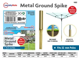 Metal Ground Spike with 32mm Socket for Rotary Airers and Parasols
