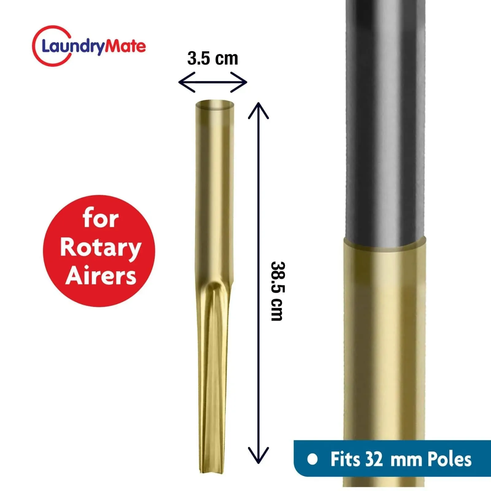 Metal Ground Spike with 32mm Socket for Rotary Airers and Parasols