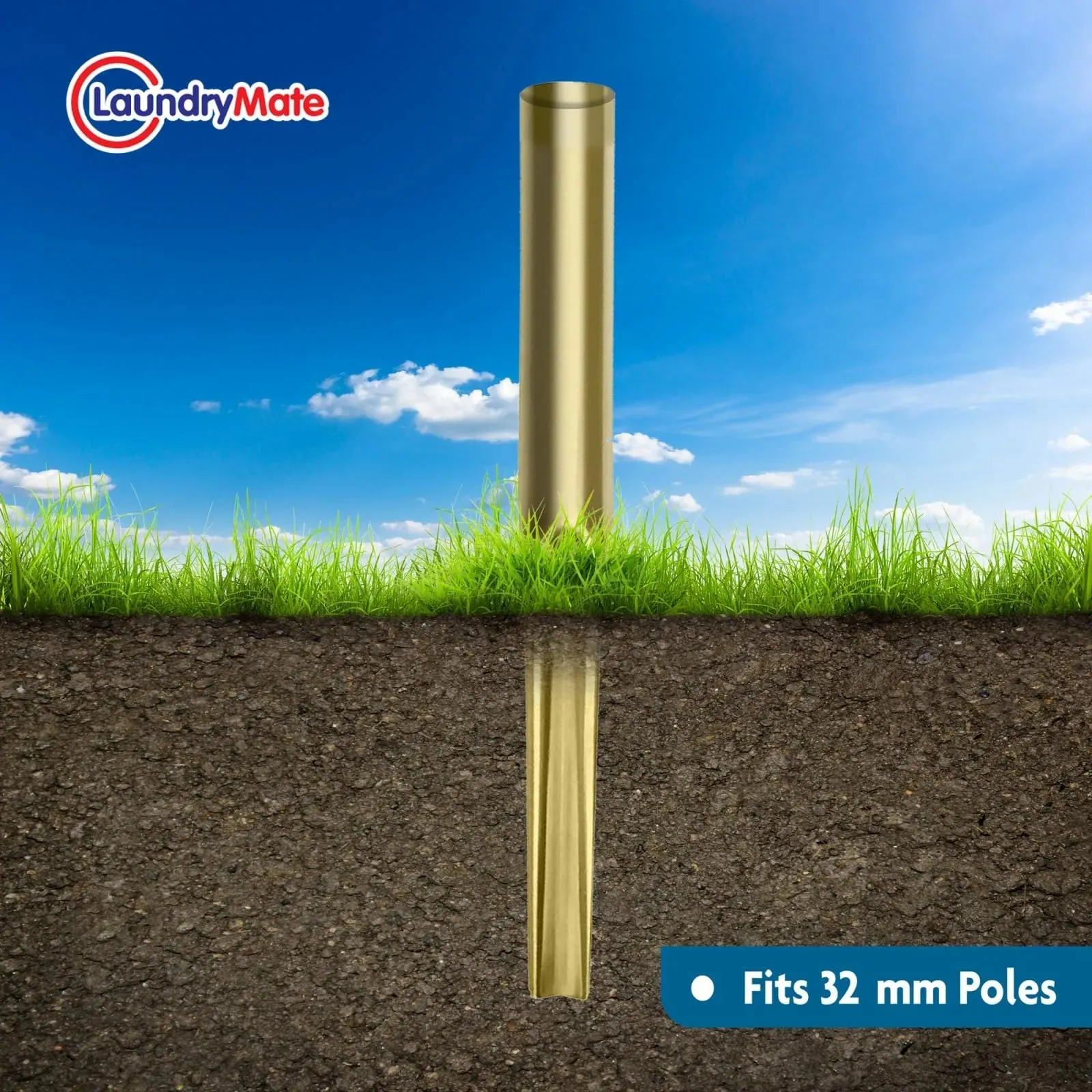 Metal Ground Spike with 32mm Socket for Rotary Airers and Parasols
