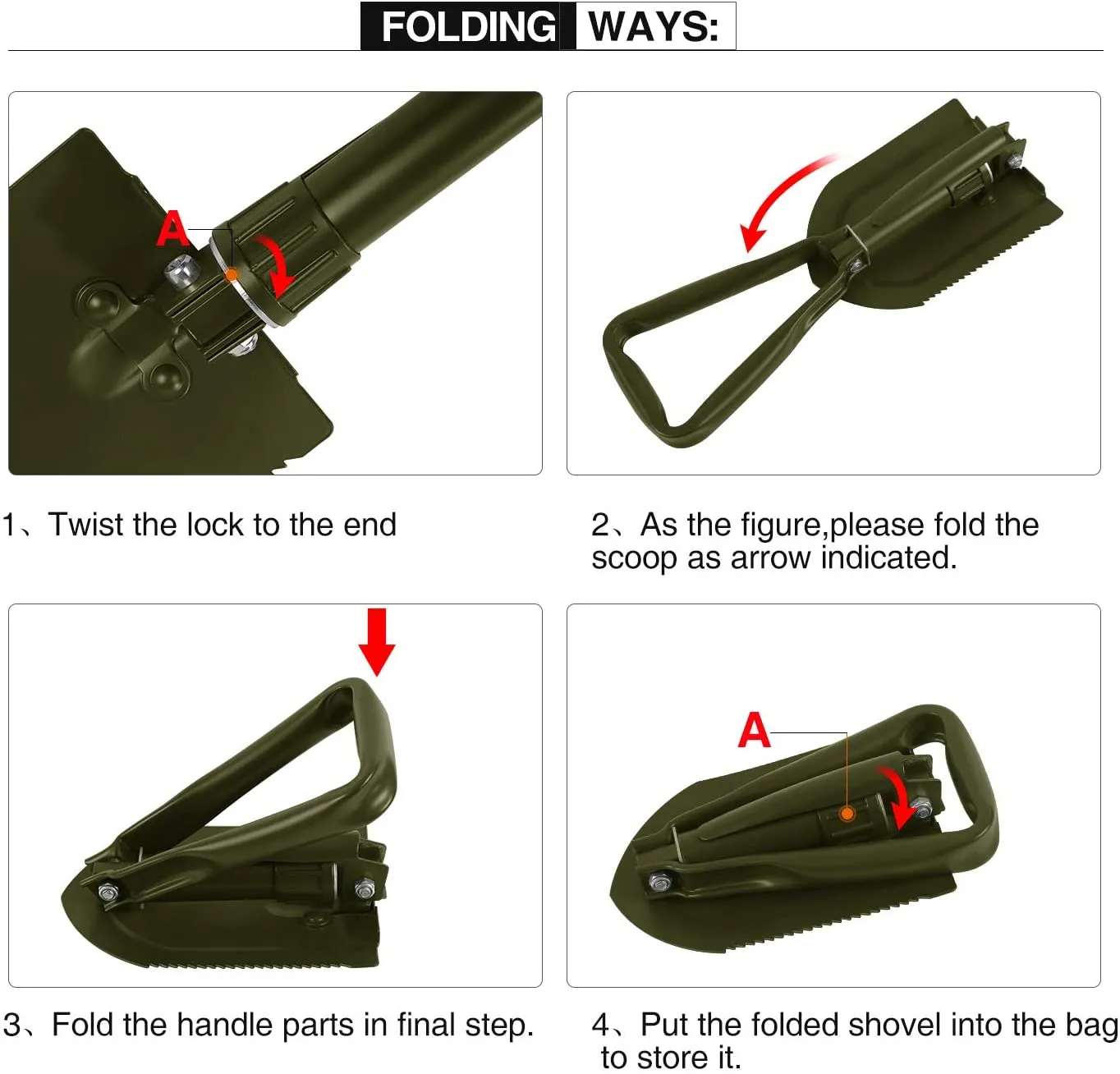 Military Folding Shovel with Sheath
