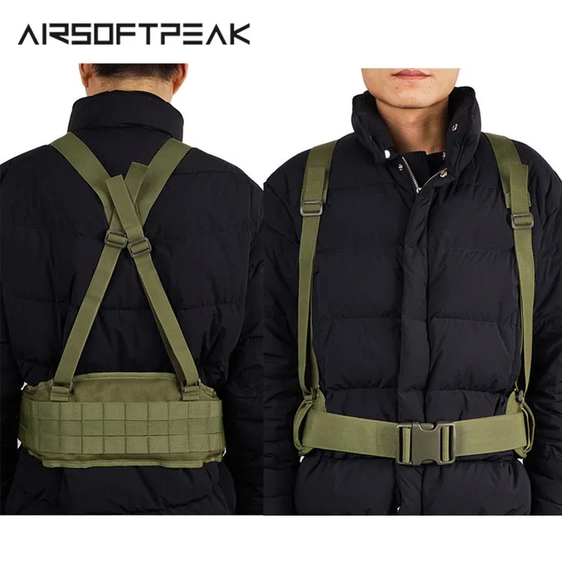 Military Tactical Belt Molle Adjustable Suspenders Shooting Wargame Men H-Shaped Soft Outdoor Sport Waistband Hunting Accessory