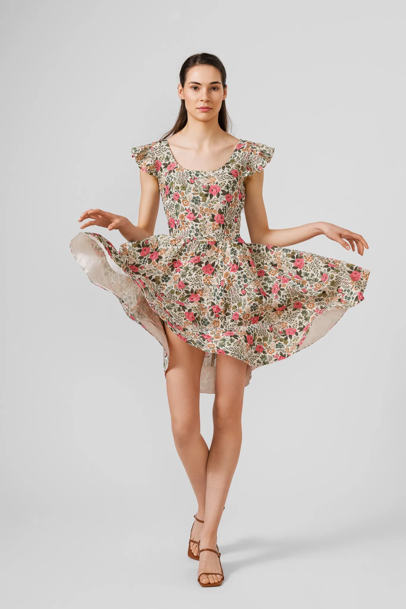 Mini Carmen Dress, Ruffle Sleeve