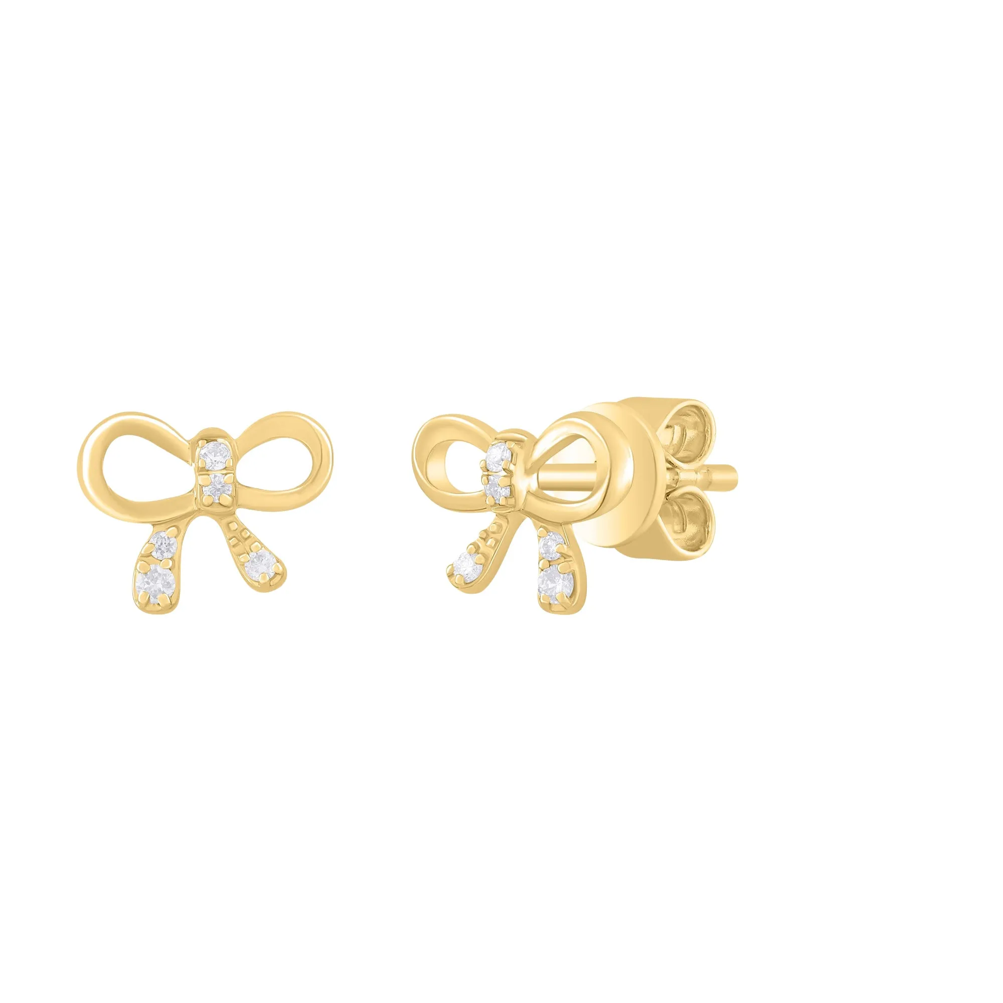 Mini Diamond Pave Accented Bow Earrings