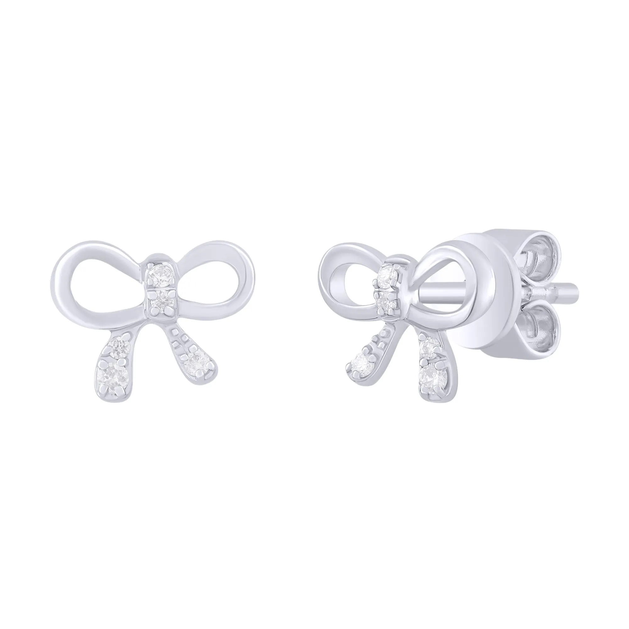 Mini Diamond Pave Accented Bow Earrings