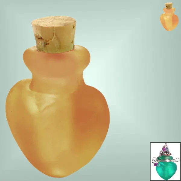 Mini frosted glass handmade Heart bottle keepsake cork vial cremation urn ashes oil perfume - U PICK