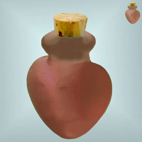 Mini frosted glass handmade Heart bottle keepsake cork vial cremation urn ashes oil perfume - U PICK
