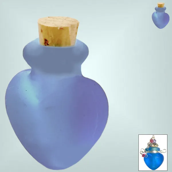 Mini frosted glass handmade Heart bottle keepsake cork vial cremation urn ashes oil perfume - U PICK