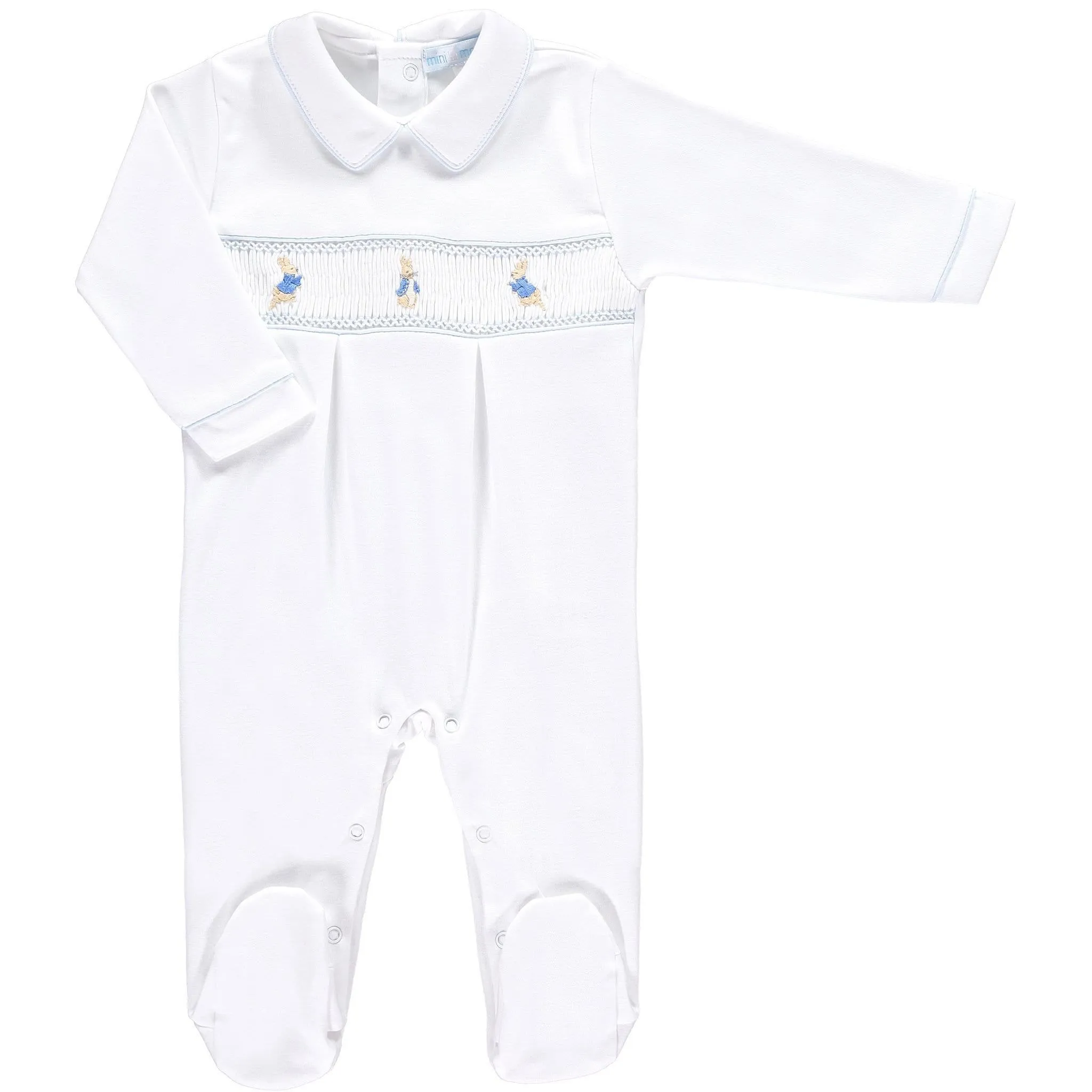 MINI-LA-MODE - Peter Rabbit Smocked Footsie - White