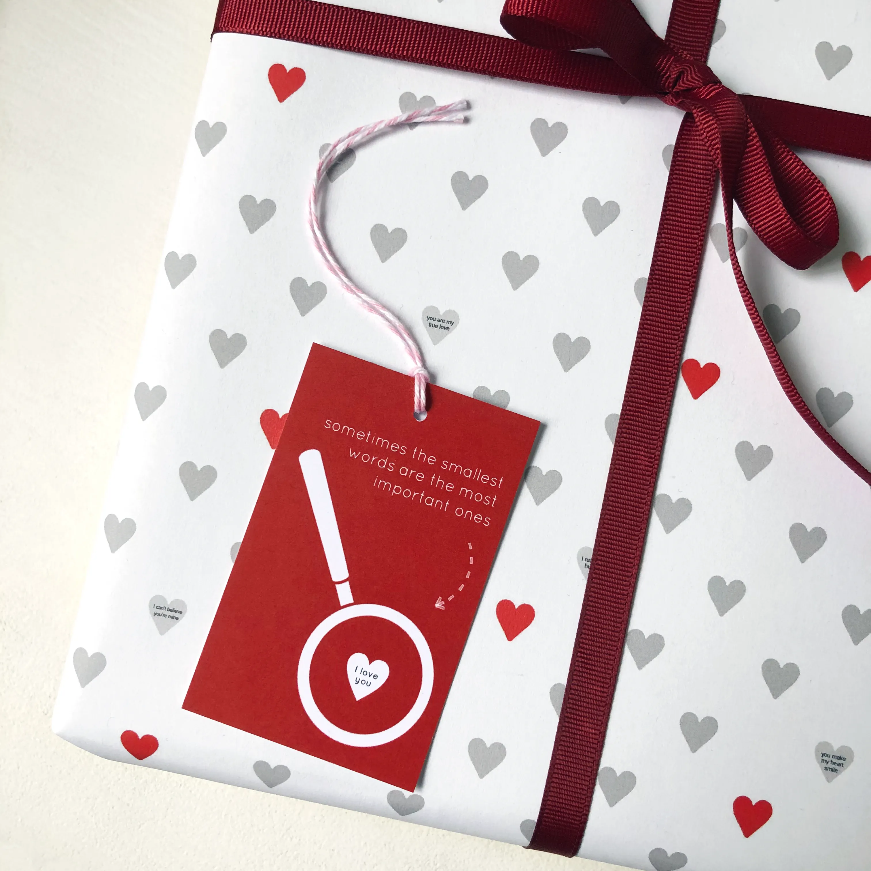 Mini Love Heart Messages Wrapping Paper Set