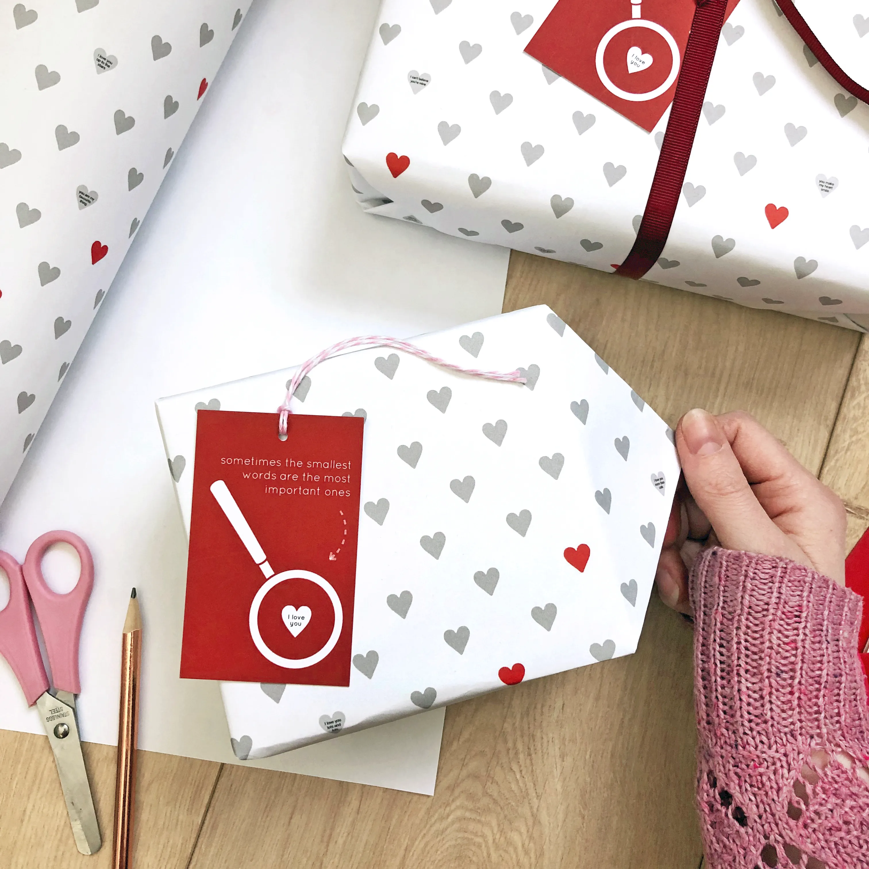 Mini Love Heart Messages Wrapping Paper Set