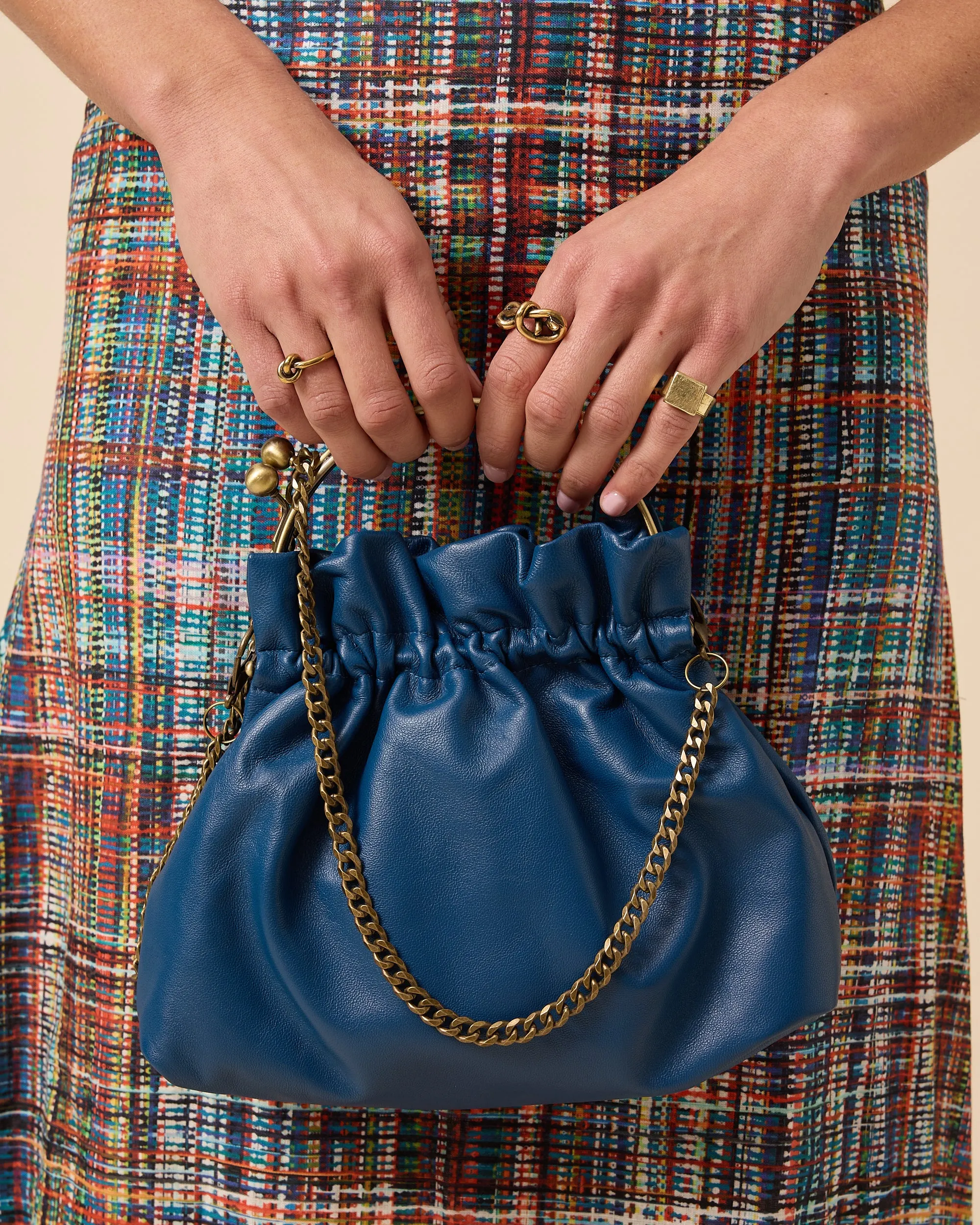Mini Ruched Clutch Blue
