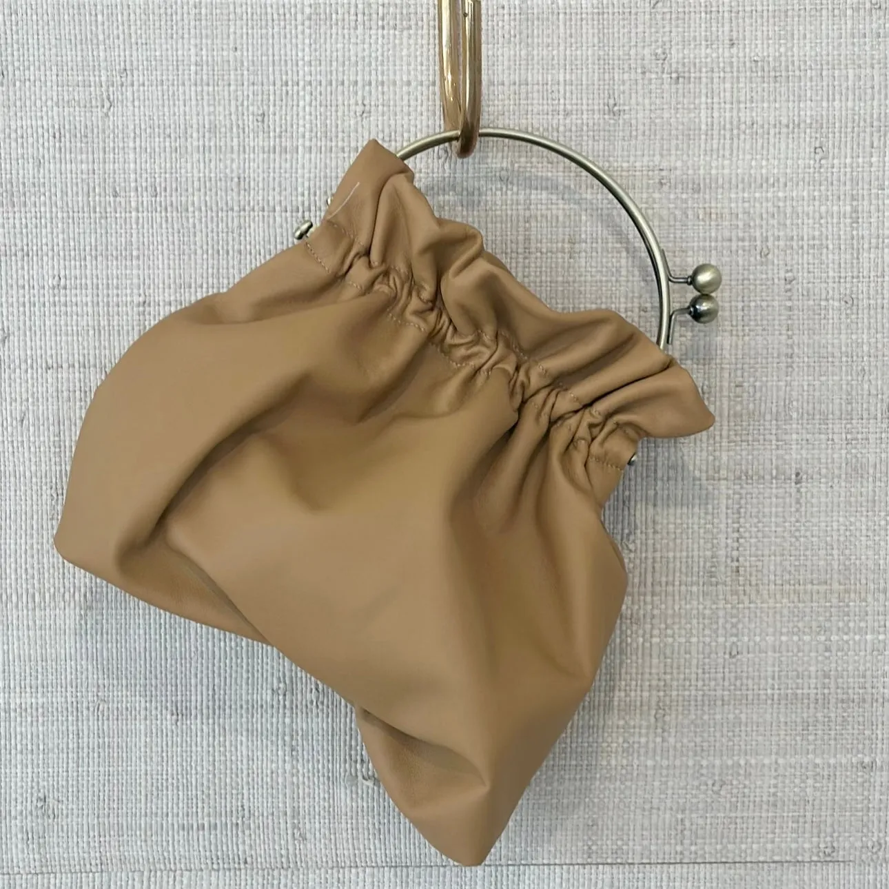 Mini Ruched Clutch Caramel