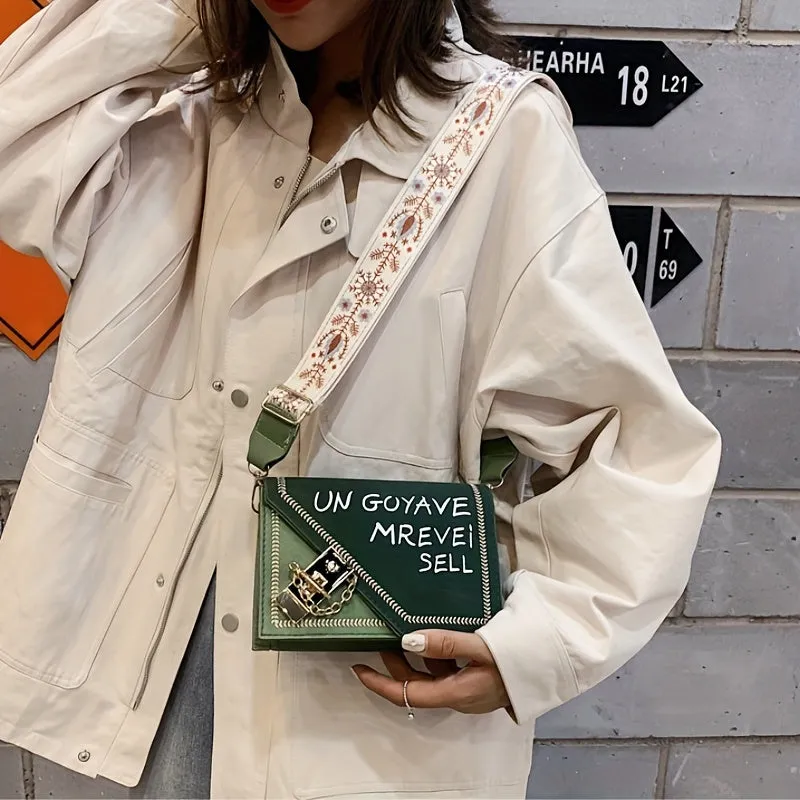 Mini Square Crossbody Bag, Simple And Fashion Leather Bag, Textured Wide Shoulder Strap Handbag, Popular Vacation Shoulder Bag