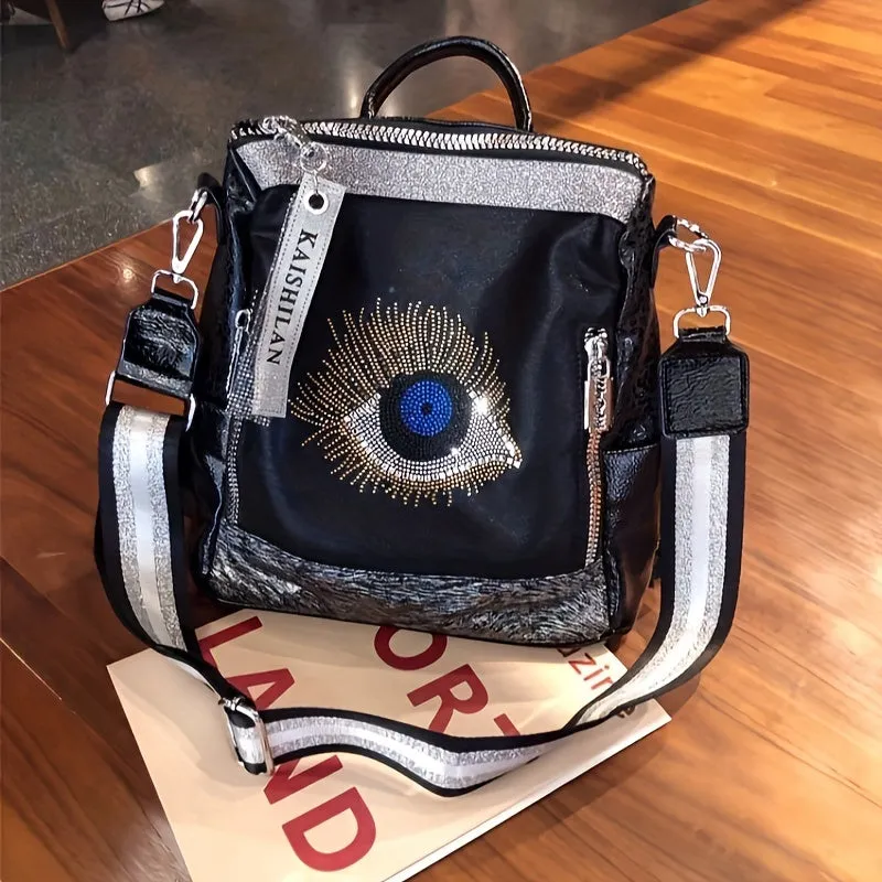 Mini Trendy Rhinestone Decor Backpack, Anti-Theft Convertible Daypack, Women's Fashion Travel Knapsack & Shoulder Purse