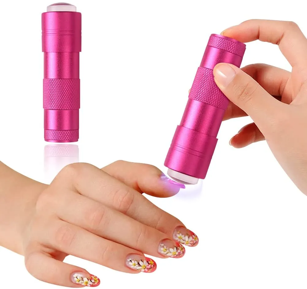 Mini UV Nail Lamp Presser, Silicone Nail Press Light, Handheld LED Nail Curing Lamp Nail Dryer with Silicone Head for Quick Nail Touch-Ups,Nail Press Flashlight Tool for Women Girl Manicure Decor