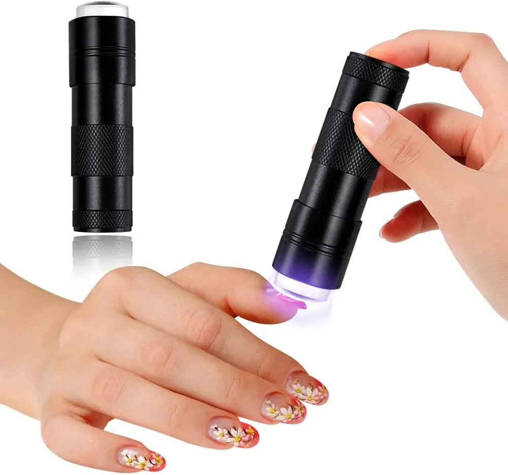 Mini UV Nail Lamp Presser, Silicone Nail Press Light, Handheld LED Nail Curing Lamp Nail Dryer with Silicone Head for Quick Nail Touch-Ups,Nail Press Flashlight Tool for Women Girl Manicure Decor
