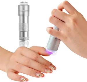 Mini UV Nail Lamp Presser, Silicone Nail Press Light, Handheld LED Nail Curing Lamp Nail Dryer with Silicone Head for Quick Nail Touch-Ups,Nail Press Flashlight Tool for Women Girl Manicure Decor