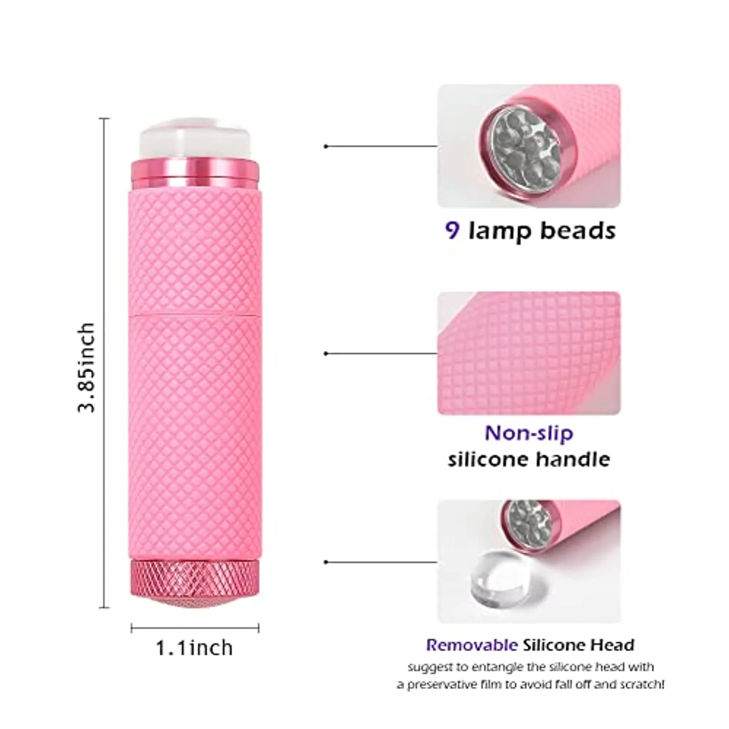 Mini UV Nail Lamp Presser, Silicone Nail Press Light, Handheld LED Nail Curing Lamp Nail Dryer with Silicone Head for Quick Nail Touch-Ups,Nail Press Flashlight Tool for Women Girl Manicure Decor