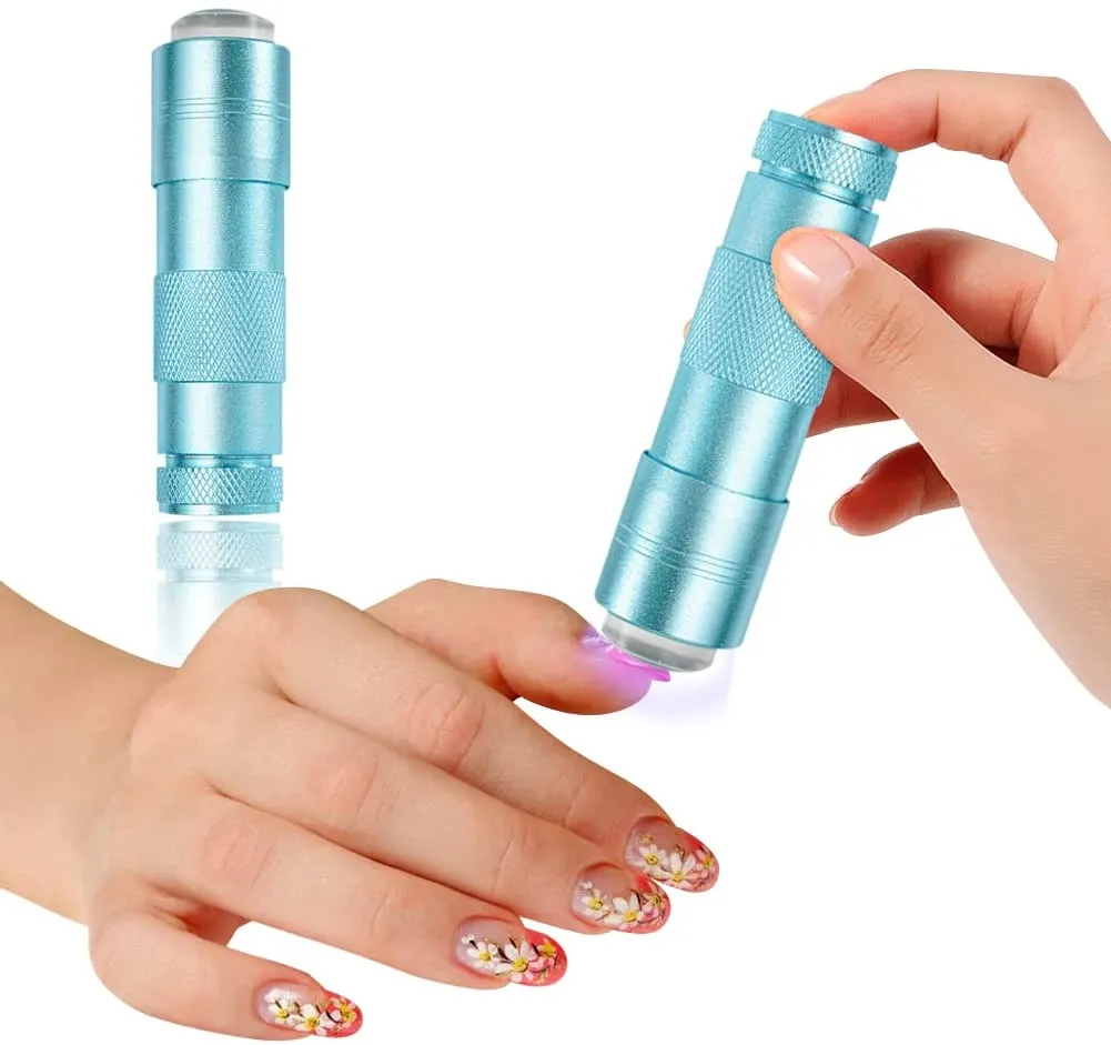 Mini UV Nail Lamp Presser, Silicone Nail Press Light, Handheld LED Nail Curing Lamp Nail Dryer with Silicone Head for Quick Nail Touch-Ups,Nail Press Flashlight Tool for Women Girl Manicure Decor