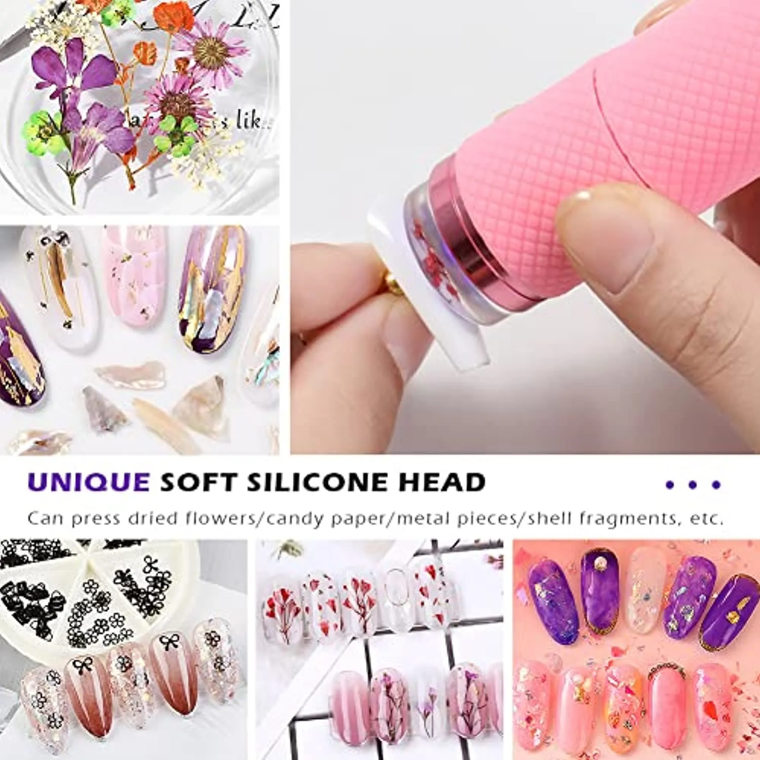 Mini UV Nail Lamp Presser, Silicone Nail Press Light, Handheld LED Nail Curing Lamp Nail Dryer with Silicone Head for Quick Nail Touch-Ups,Nail Press Flashlight Tool for Women Girl Manicure Decor