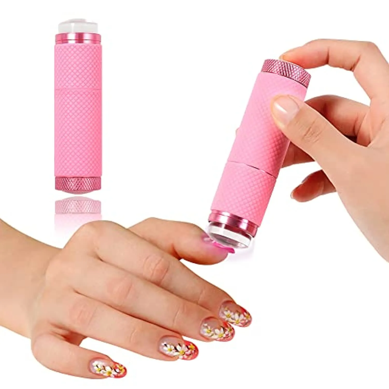 Mini UV Nail Lamp Presser, Silicone Nail Press Light, Handheld LED Nail Curing Lamp Nail Dryer with Silicone Head for Quick Nail Touch-Ups,Nail Press Flashlight Tool for Women Girl Manicure Decor