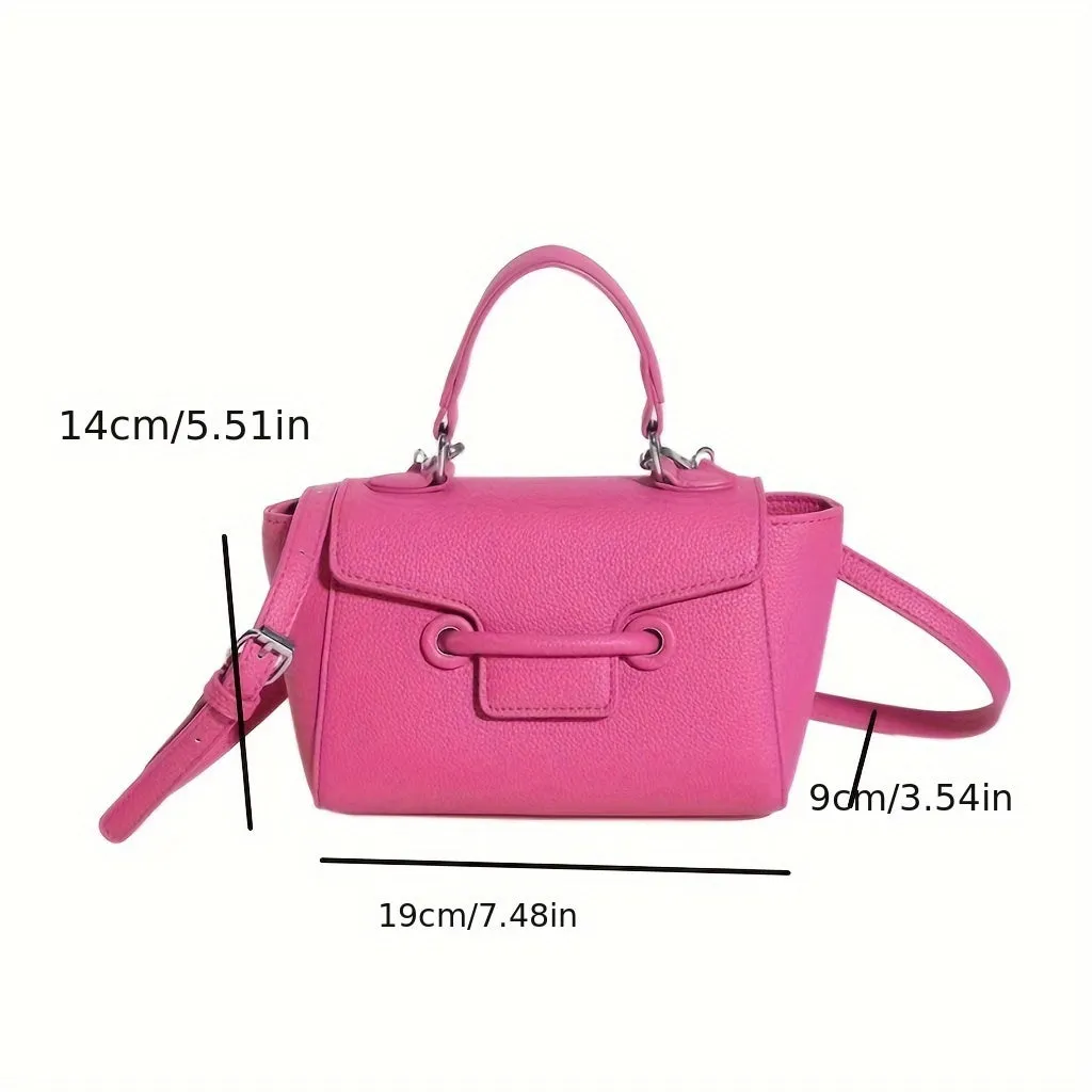 Minimalist Small Crossbody Bag, Textured All-Match Top Handle Handbag, Western Square Wallet